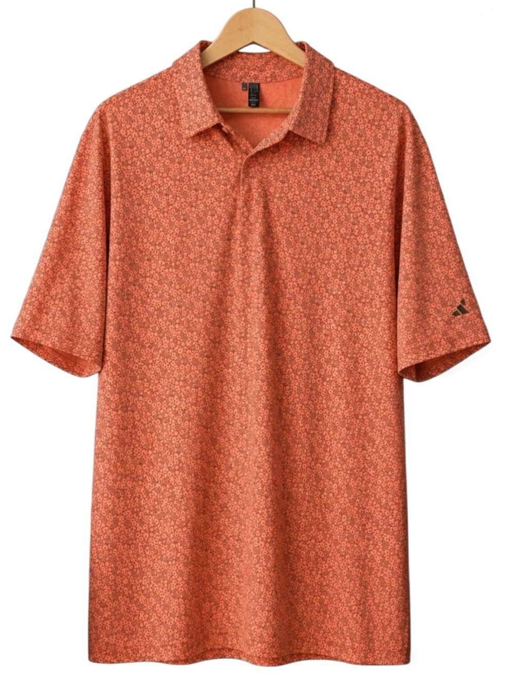 adidas Flower Mesh Golf Polo Coral Fusion Performance Fabric Size 2XL